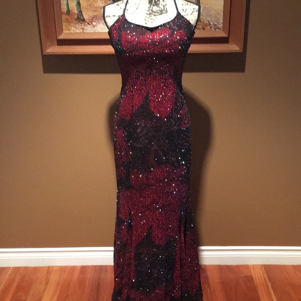 Sparkling burgundy beaded dress